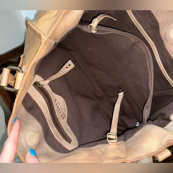 NWT Bed Stu Leather Rockaway Shoulder Bag Crossbody Tote Taupe Driftwood $345 - Picture 10 of 11